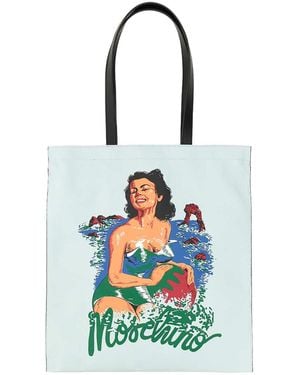 Moschino Hawaiian Print Canvas Tote Bag - White