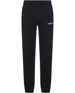 Burberry Cotton Jogging Trousers With Logo - Blue