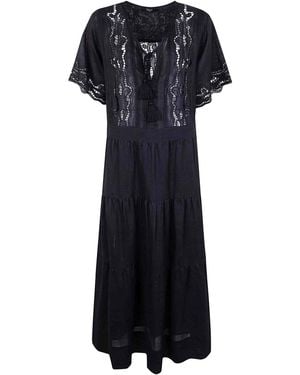 Seventy Ramie Embroidered Dress - Black