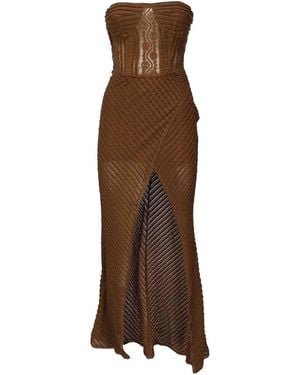 Charo Ruiz Fae Mesh Midi Dress - Brown