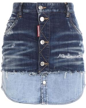 DSquared² Cotton Mini Skirt - Blue
