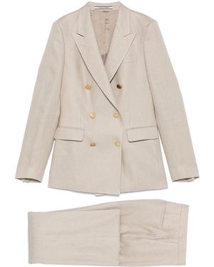 Tagliatore Linen Double-Breasted Suit - Natural