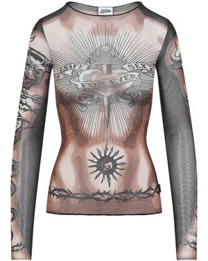 Jean Paul Gaultier Safe Sex Tattoo Top - Grey