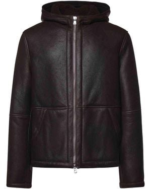Dondup Leather Hooded Jacket - Black