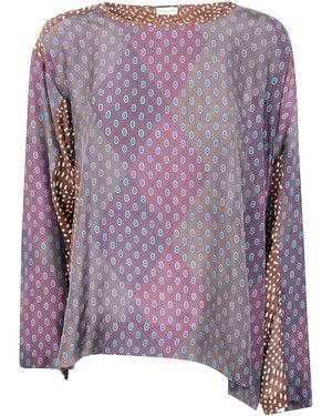 Dries Van Noten Caias 2127 Print Silk Habotai Shrt - Purple