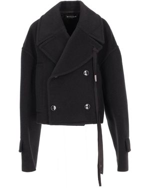 Ann Demeulemeester Double Breasted High Comfort Short Caban Bea - Black