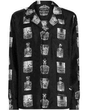 Dolce & Gabbana Silk Decanter Print Shirt - Black