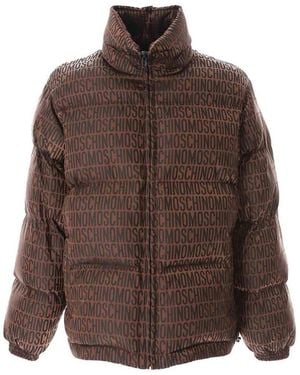 Moschino Logo Duffle Coat - Brown