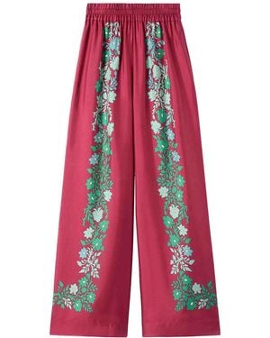 La DoubleJ Silk Palazzo Trousers - Red