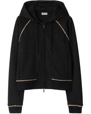 Burberry Cotton Blend Zipped Hoodie - Black