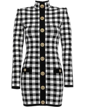 Balmain Vichy Knit Dress - Black