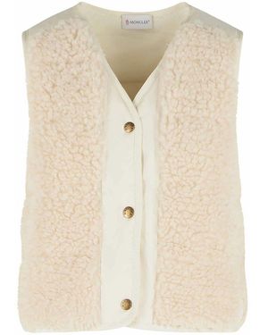 Moncler Ivory Polyester Vest - Natural