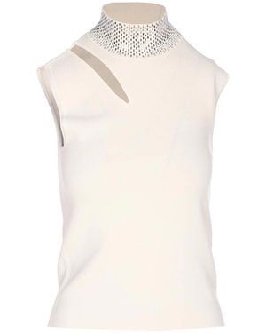 Liu Jo Cut-Out-Detail Embellished Top - White