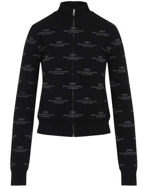 Balenciaga All-Over Zip-Up Cardigan - Black