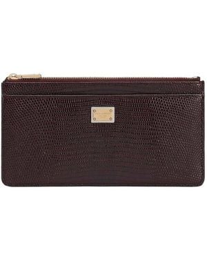 Dolce & Gabbana Card Holder With Logo Plaque - Brown