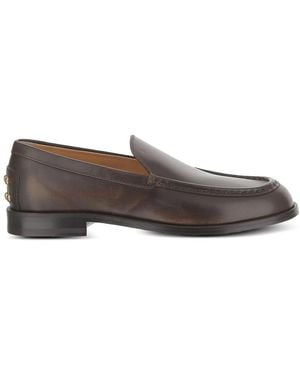 Tod's Dark Smooth Leather Loafers - Gray