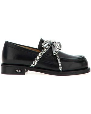 Mach & Mach Crystal Studs Loafers - Black