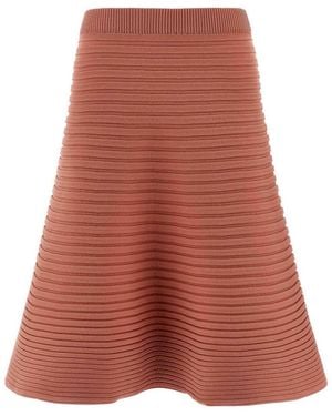 Pleats Please Issey Miyake Polyester Midi Skirt - Red