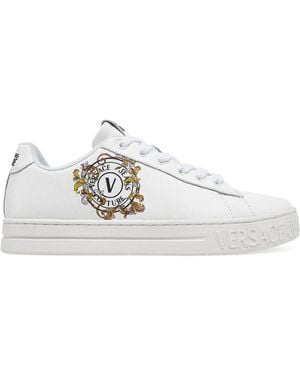 Versace Jeans Couture Court Baroque Emblem Trainers - White
