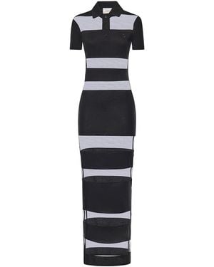 Coperni Long Striped Polo Dress - White