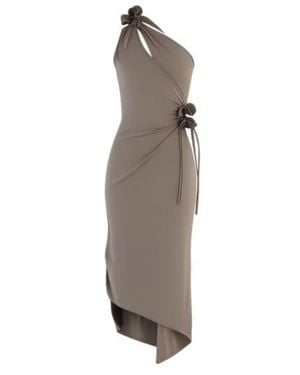 Coperni Short Asymmetrical Flower Dress - White
