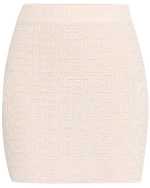 Balmain Knit Short Skirt - Natural