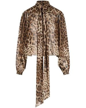 Dolce & Gabbana Leopard Print Silk Shirt - Natural