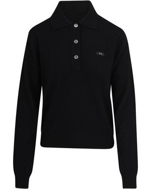 N°21 Wool Polo Shirt With Logo Plaque - Black