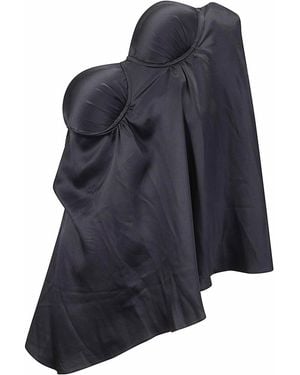 ALAINPAUL Asymmetrical Falling Bustier Top - Blue