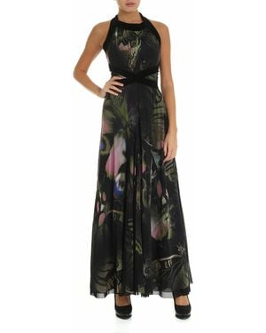 Fuzzi Butterfly Printed Tulle Dress - Black