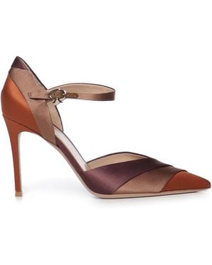 Gianvito Rossi Sofia Dorsay Satin Pumps - Brown