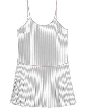 Thom Browne Striped Pleated Minidress - White