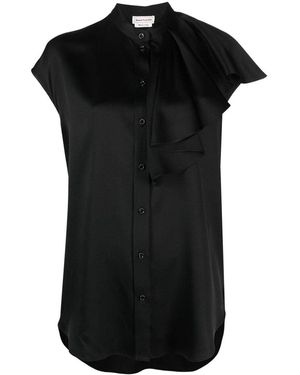 McQueen Fluid Double Satin Shirt - Black