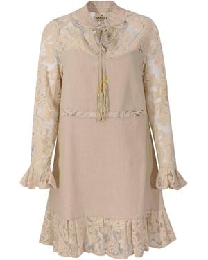AMOSA Linen And Cotton Blend Dress - Natural