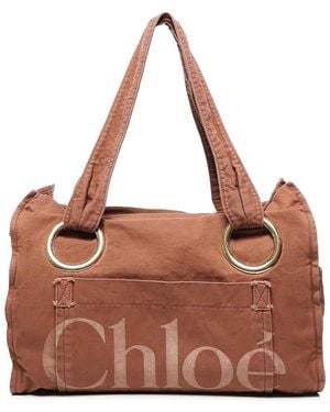Chloé Cotton Plage Tote Bag - Brown