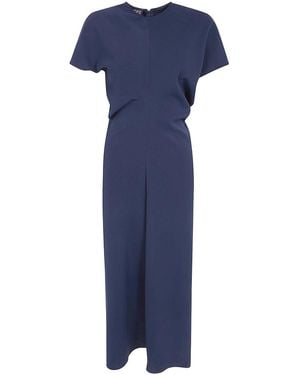 DR. HOPE Bias Cut Crew Neck Dress - Blue
