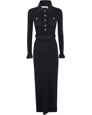 Self-Portrait Ribbed Knit Maxi Dress - Blue