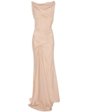 Victoria Beckham Tactile Jacquard Viscose Long Dress - White