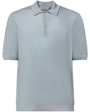 Giuliano Galiano Silk Polo Shirt - Blue