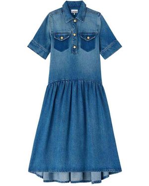 Ganni Light Weight Denim Midi Dress - Blue