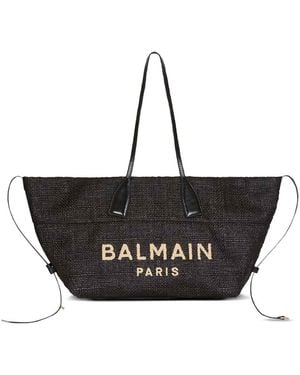 Balmain Track Raffia Tote - Black