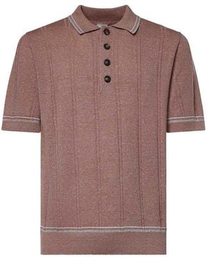 Eleventy Linen And Cotton Polo Shirt - Pink
