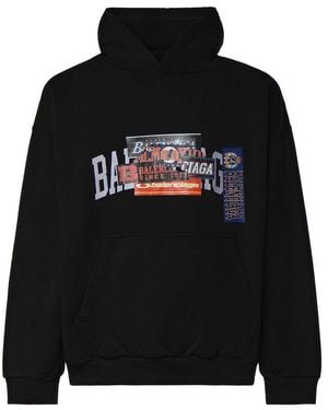 Balenciaga Bumper Stickers Fleece Sweatshirt - Black