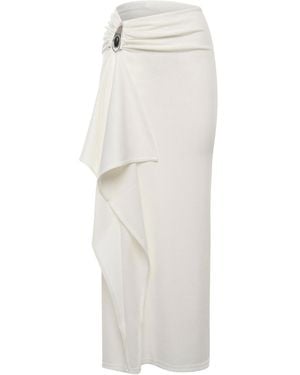 Christopher Esber Crystal Ribbed Knit Long Skirt - White
