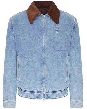 Ami Paris Ami De Coeur Denim Jacket - Blue
