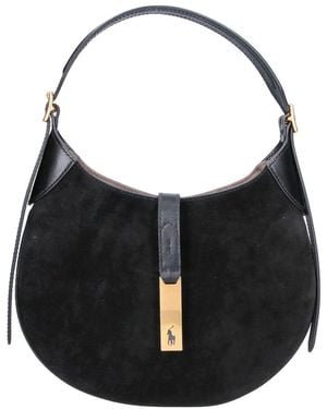 Polo Ralph Lauren Suede Shoulder Bag With Top Handle - Black