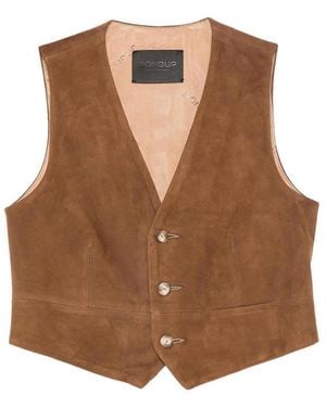 Dondup Suede Leather Vest - Brown