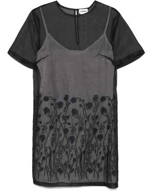 P.A.R.O.S.H. Flora-Detail Midi Dress - Black