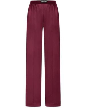 Tom Ford Stretch Silk Satin Trousers - Red