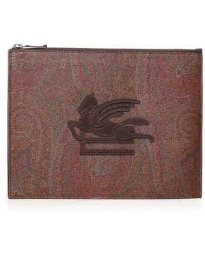 Etro Essential Paisley Pouch - Brown